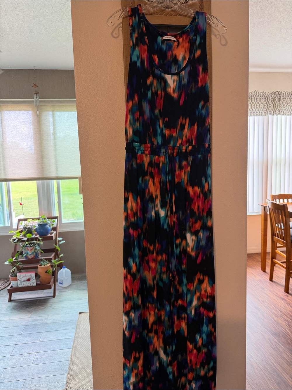 Calvin Klein Black  Multicolor Abstract Print Maxi Dress - Picture 2 of 7